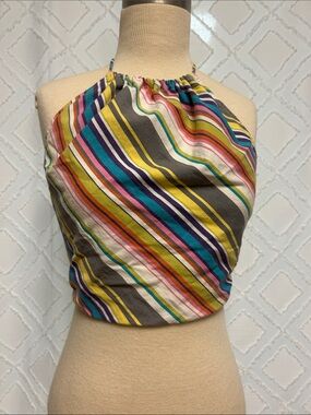 Trina Turk Multicolor Striped Halter Crop Top